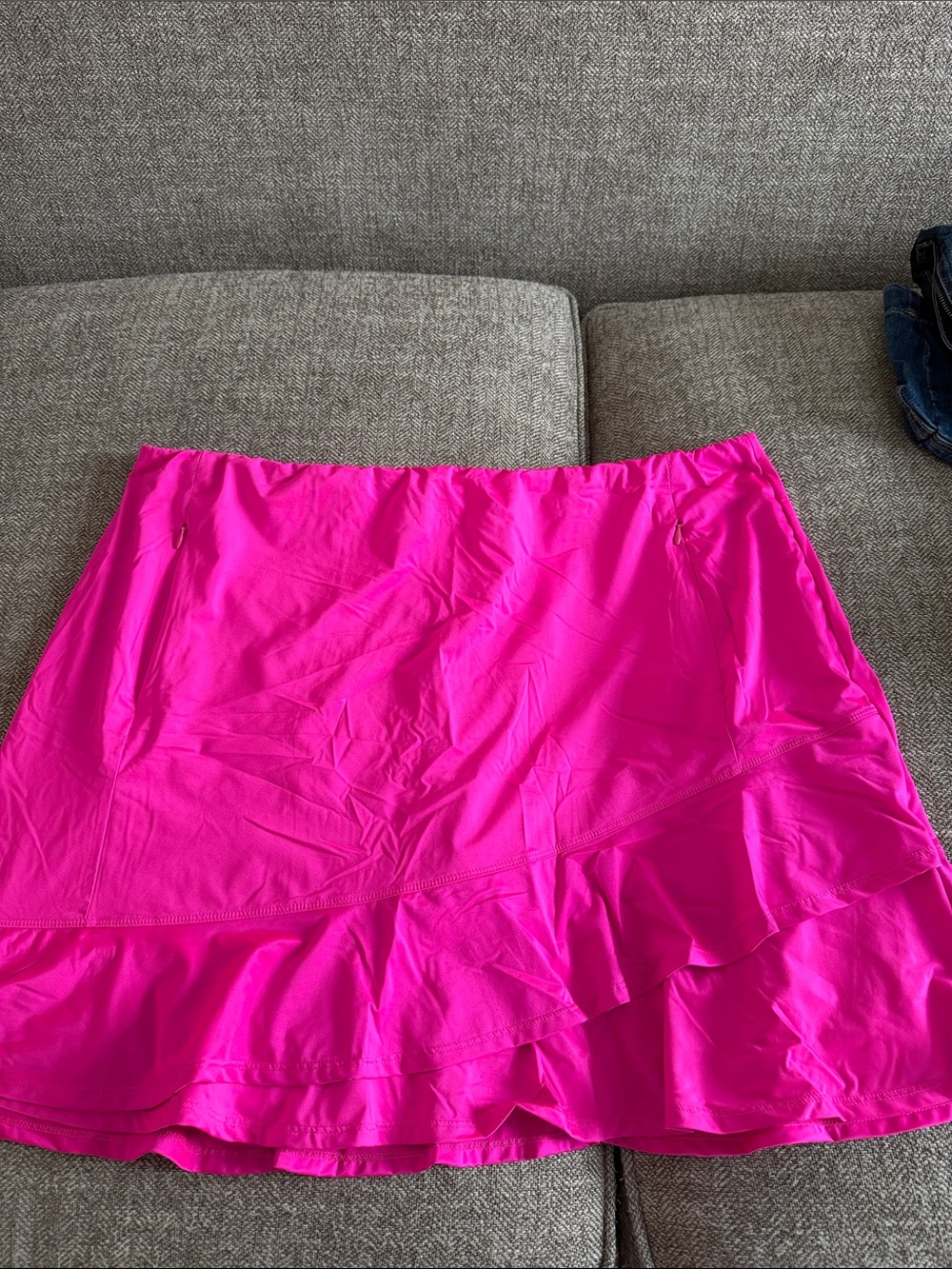 Bright Pink Ruffle-Hem Skater Skirt